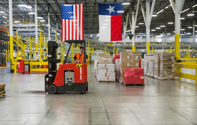 Male Amazon Employee Drives Forklift At Warehouse In Texas Image Shot 04 2015 Exact Date Unknown The Bridge